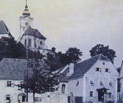 Gasthaus und Bildstock einst